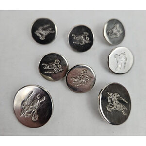 Burberry Engraved Metal Blazer Buttons Prorsum English Knight Logo Authentic Set